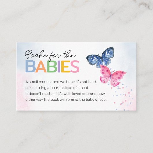 ブックスベビー蝶ツインズベビーシャワー エンクロージャーカード (正面)
