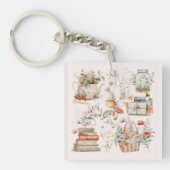 ブックスマッシュルームフローラお洒落コテージコア キーホルダー (正面)