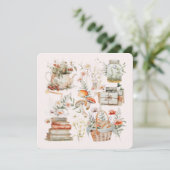ブックスマッシュルームフローラお洒落コテージコア サンキューカード (スタンド正面)