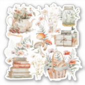 ブックスマッシュルームフローラお洒落コテージコア シール (正面)