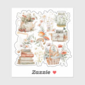 ブックスマッシュルームフローラお洒落コテージコア シール (シート)