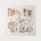 ブックスマッシュルームフローラお洒落コテージコア タペストリー (正面(横))