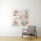 ブックスマッシュルームフローラお洒落コテージコア タペストリー (インサイチュ)