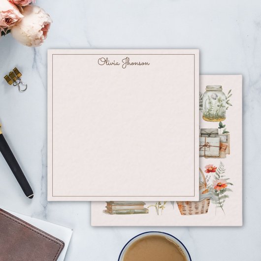 ブックスマッシュルームフローラお洒落コテージコア ノートカード