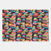 ブックス銀河系スターカラフル水玉模様スクールテーマ ラッピングペーパーシート (正面)