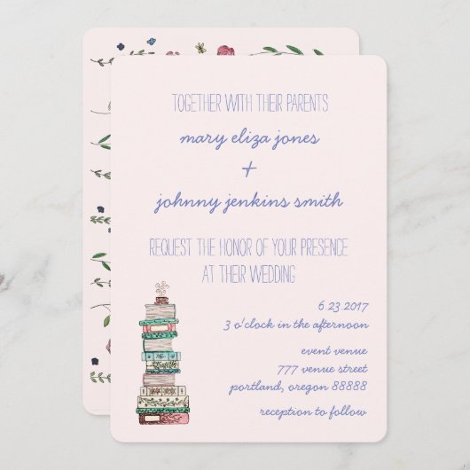 ブックス&ブラウス結婚式招待状 招待状 (正面/裏面)