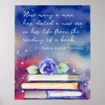 ブックス&ブルーフラワーウォーターカラースクリプトカスタム引用文