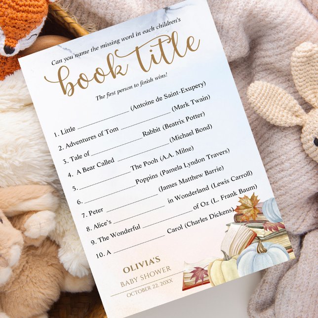 ブックタイトルを推測ブルーカボチャ赤ちゃんシャワーゲーム (クリエイターアップロード済み)