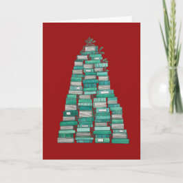ブックツリークリスマスカード:赤い背景 シーズンカード
