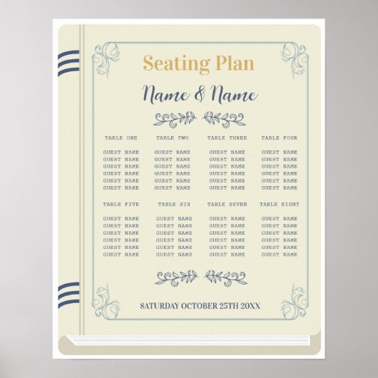 ブックテーブル結婚シーティングのライブラリ8テーブル ポスター (正面)