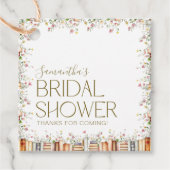 ブックテーマの花のウェディングシャワーお礼 フェイバータグ (正面)