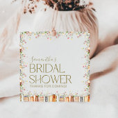 ブックテーマの花のウェディングシャワーお礼 フェイバータグ