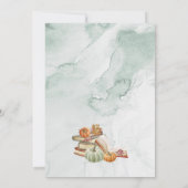 ブックテーマグリーン秋ベビーシャワー男女兼用 招待状 (裏面)