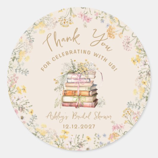 ブックテーマストーリーブックブライダルシャワー ラウンドシール (正面)
