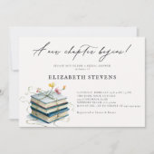 ブックテーマブライダルシャワーワイルドフラワーズニューチャプター 招待状 (正面)