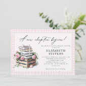 ブックテーマブライダルシャワー素朴バラ新しい章 招待状 (スタンド正面)
