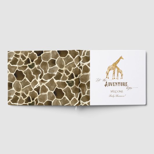 ブックテーマベビーシャワーサファリアドベンチャーギラフェス ゲストブック (全面)