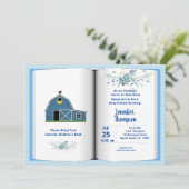 ブックテーマベビーシャワー招待状(男の子) 招待状 (スタンド正面)