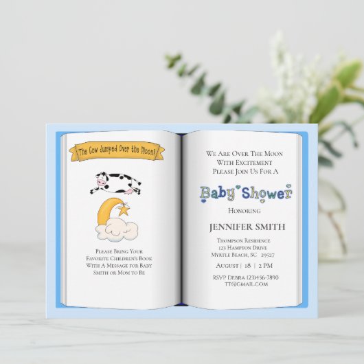 ブックテーマベビーシャワー招待状（男の子） 招待状 (スタンド正面)