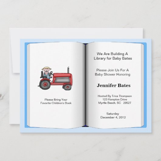 ブックテーマベビーシャワー招待状(男の子) 招待状 (正面)