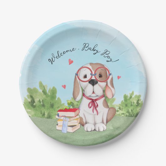 ブックテーマベビーシャワー ペーパープレート (正面)