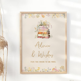 ブックテーマボホブライダルシャワーアドバイスとウィッシュ ポスター