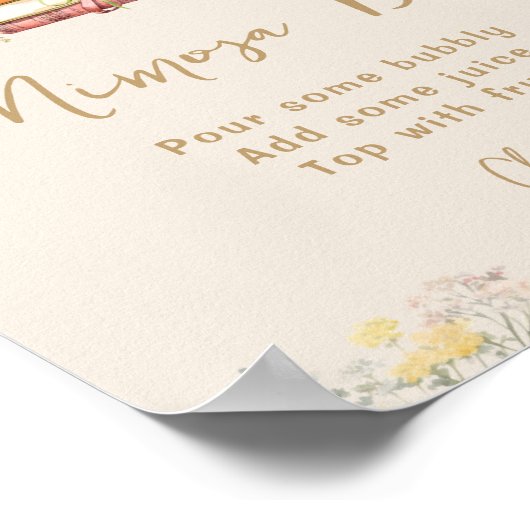 ブックテーマワイルドフラワーズブライダルシャワーミモザバー ポスター (角)