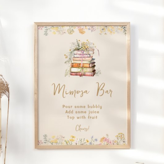 ブックテーマワイルドフラワーズブライダルシャワーミモザバー ポスター