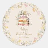 ブックテーマワイルドフラワーズブライダルシャワー ラウンドシール (正面)