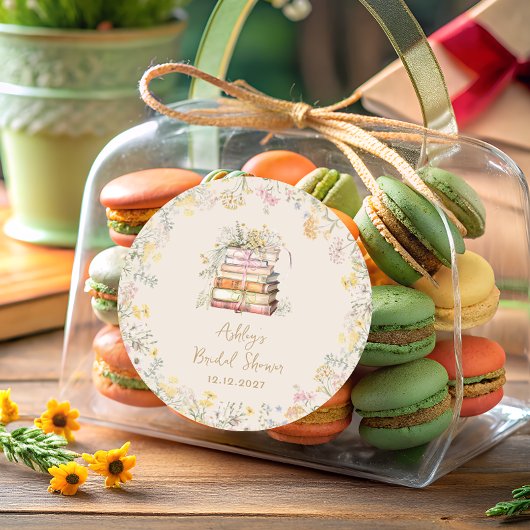 ブックテーマワイルドフラワーズブライダルシャワー ラウンドシール