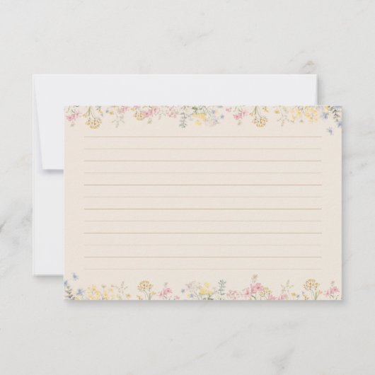 ブックテーマワイルドフラワーブライダルシャワーレシピカード (裏面)