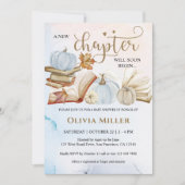 ブックテーマ秋ブルーパンプキンベビーシャワー 招待状 (正面)