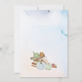 ブックテーマ秋ブルーパンプキンベビーシャワー 招待状 (裏面)