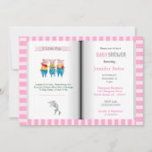 ブックテーマ3つの小さな豚ピンクの赤ちゃんシャワー 招待状 (正面)