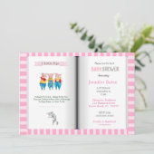 ブックテーマ3つの小さな豚ピンクの赤ちゃんシャワー 招待状 (スタンド正面)