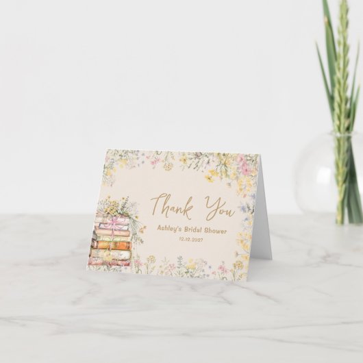 ブックテーマ ワイルドフラワー ブライダルシャワー 感謝カード (正面)