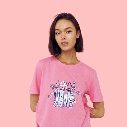 ブックトロバートフローラTシャツ – かわいいパステルブックラブ Tシャツ