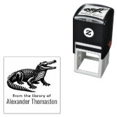 ブックネームの図書館から口を開くワニ セルフインキングスタンプ (インサイチュ)