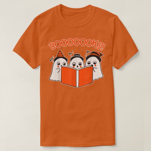 ブックハロウィーンTかわいい幽霊読ズの司書教え者 Tシャツ (デザイン正面)