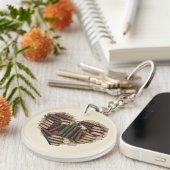 ブックハートのキーチェーン | ヴィンテージ本好きギフト キーホルダー (正面右)