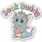 ブックバディ かわいい読書竜ステッカー シール (正面)