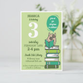 ブックバースデーパーティーライブラリグリーン招待状 招待状 (スタンド正面)