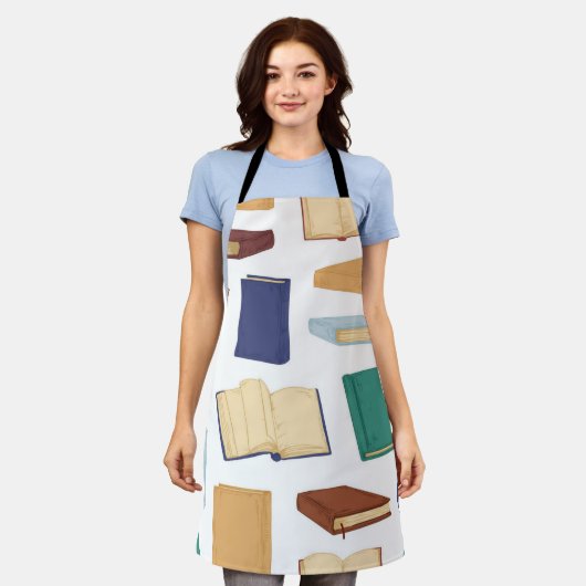 ブックパターン エプロン (着用した状態)