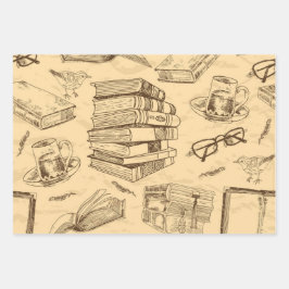 ブックパターン ラッピングペーパーシート