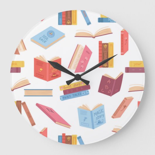 ブックパターン ラージ壁時計 (正面)