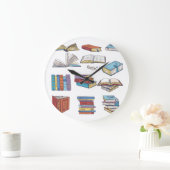 ブックパターン ラージ壁時計 (ホーム)