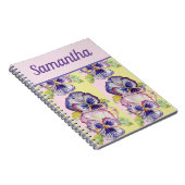 ブックパンシーパープルフラワーウォーター色女の子の名前 ノートブック (右側)