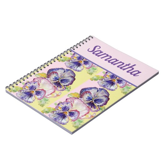 ブックパンシーパープルフラワーウォーター色女の子の名前 ノートブック (左側)