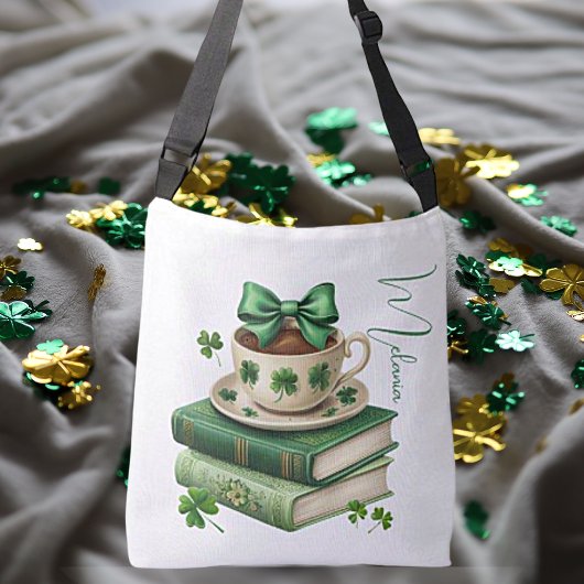 ブックパーソナライズされた、コーヒー&シャムロックトートバッグ クロスボディバッグ