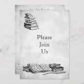 ブックパーティーヴィンテージアートカスタムの招待 招待状 (正面/裏面)